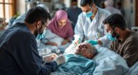 Palestinians Receiving Medical Care In A Hospital.