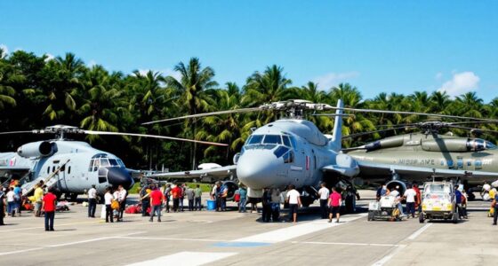 Military Aircraft And Helicopters At Philippine Airbase.