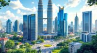 Kuala Lumpur Skyline With Modern Buildings And Greenery.