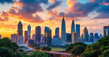 Kuala Lumpur Skyline At Sunset, Vibrant City Life.