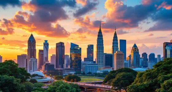 Kuala Lumpur Skyline At Sunset, Vibrant City Life.