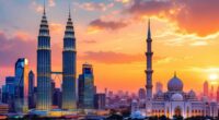 Skyline Of Kuala Lumpur And Abu Dhabi At Sunset.