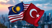 Malaysian And Turkish Flags Together In Solidarity.