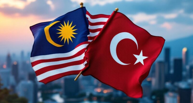 Malaysian And Turkish Flags Together In Solidarity.