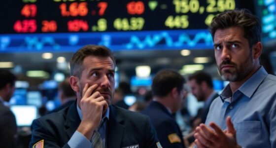 Traders On A Busy Stock Exchange Floor Looking Concerned.