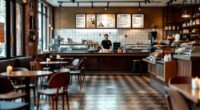 Nearly Empty Starbucks Store With Closed Signs.