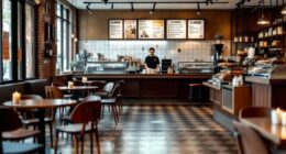 Nearly Empty Starbucks Store With Closed Signs.