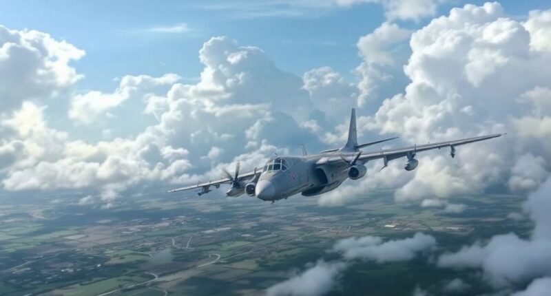 Malaysian Military Aircraft In Flight Over A Landscape.