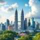 Skyline Of Malaysia With Petronas Towers And Greenery.