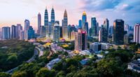 Kuala Lumpur Skyline With Greenery, Reflecting Malaysia'S Transformation.