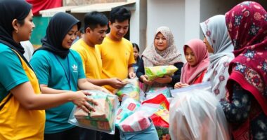 Malaysian Volunteers Providing Aid To Lebanese Families.