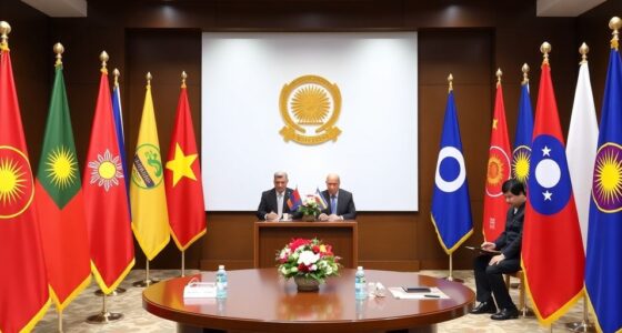 Asean Officials In A Meeting Room Discussing Collaborations.