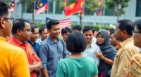 Diverse Malaysians Discussing Political And Social Issues Outdoors.